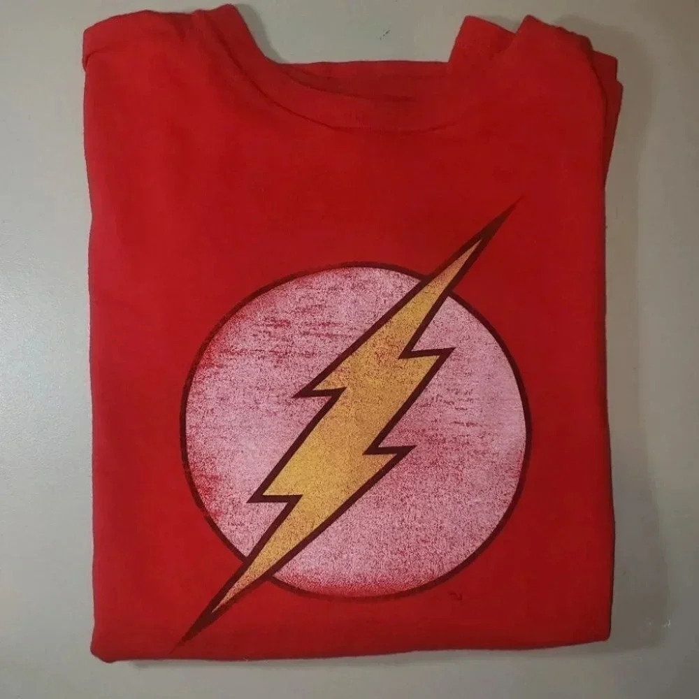 The Flash DC Comics Superhero Lightning Bolt Graphic T Shirt Adult XL Red Cotton